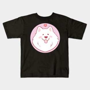 Cute Samoyed with a heart illustration Kids T-Shirt